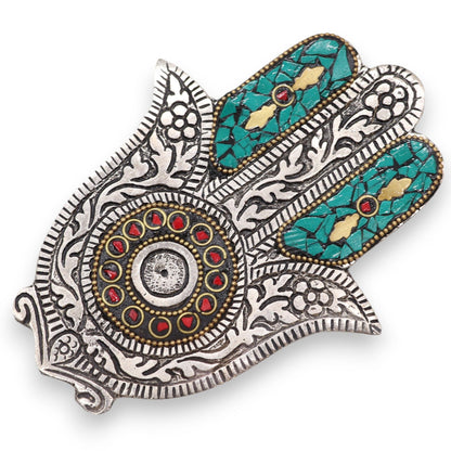 Kicsi zöld Hamsa füstölőtartó – 13 × 5,5 cm