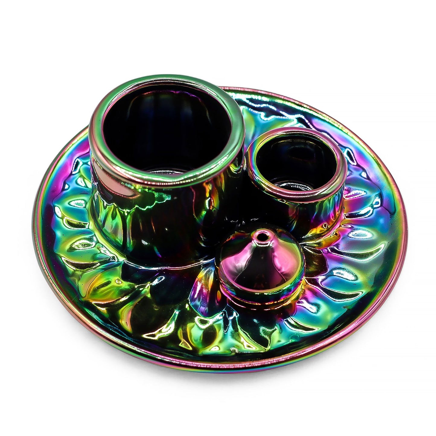 Palo Santo füstölő és tartó - Mandala - Szivárvány metál