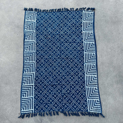 Kézzel készített indigókék takaró – 170 × 120 cm – Kasba csempe