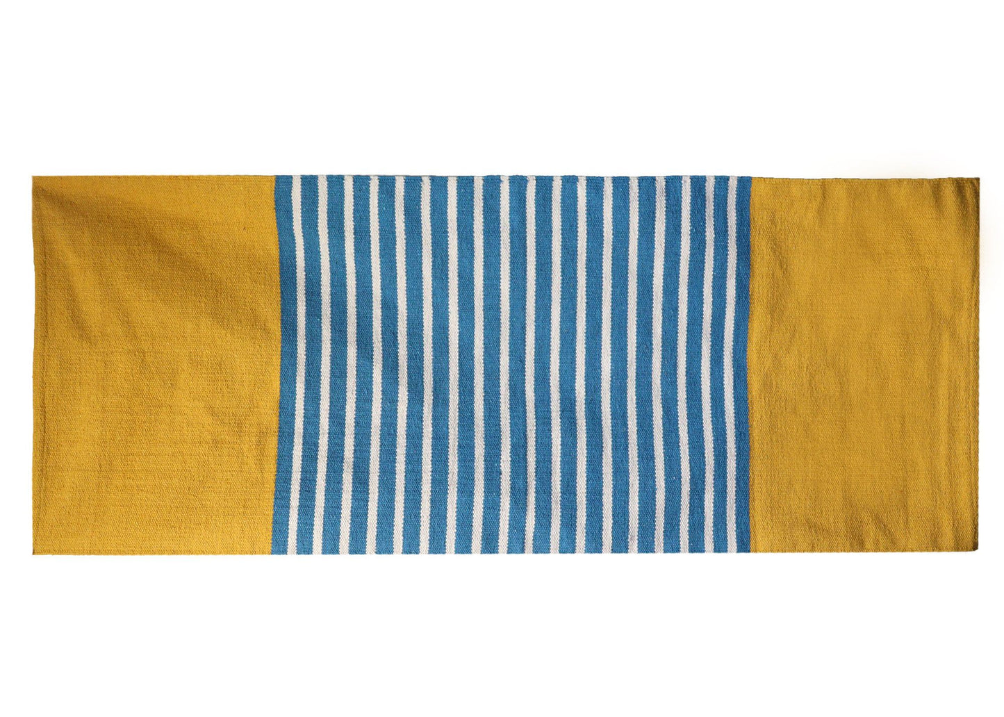 India pamutszőnyeg – 70 × 170 cm – Sárga/kék