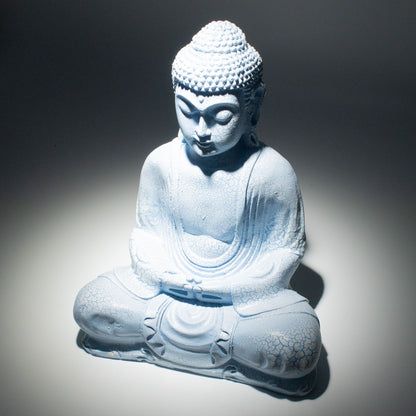 Meditációs Buddha lámpa, égkék - ovális talp