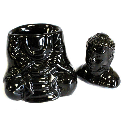Ülő Buddha olajpárologtató – fekete