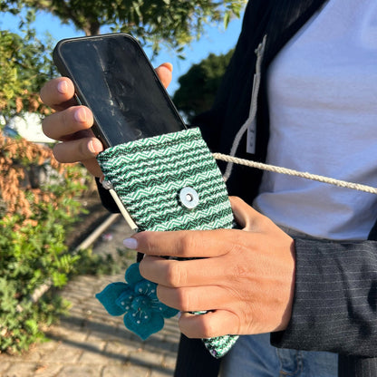 Telefontartó táska – Zöld – Virág