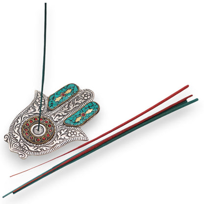Kicsi zöld Hamsa füstölőtartó – 13 × 5,5 cm