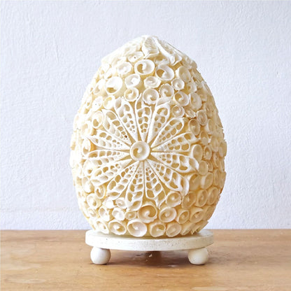 Boho kagylólámpa – vágott art kagyló, ovális – 15 cm