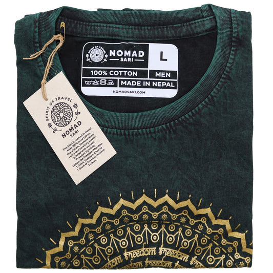 Nomad Sari Kőmosott Pamut Póló – Hamsa – – Zöld – L-es