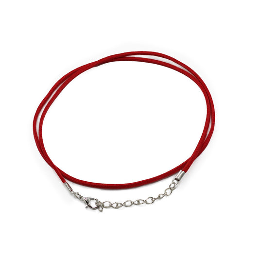 Művelúr ékszerzsinór – piros A056, 2,5 mm × 55 cm