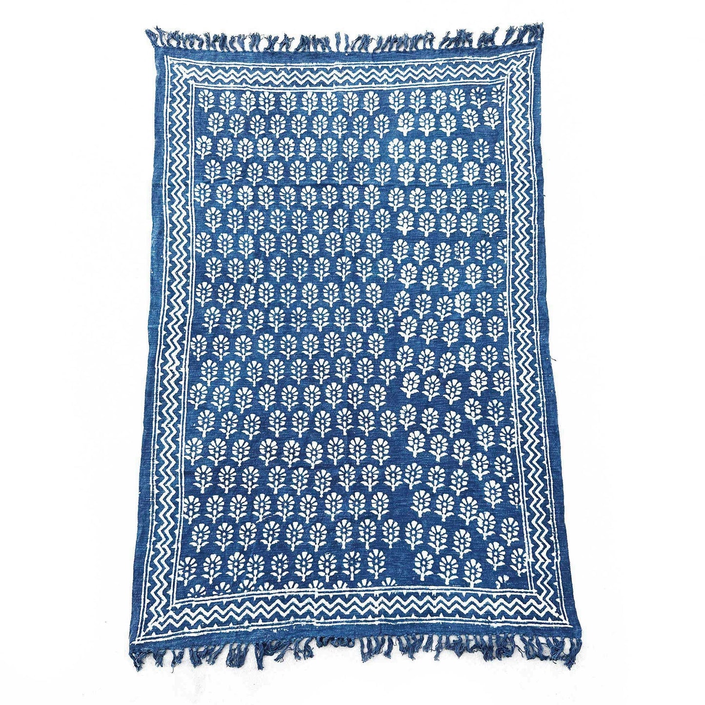 Kézzel készített indigó takaró – 170 × 120 cm – Chhota virág