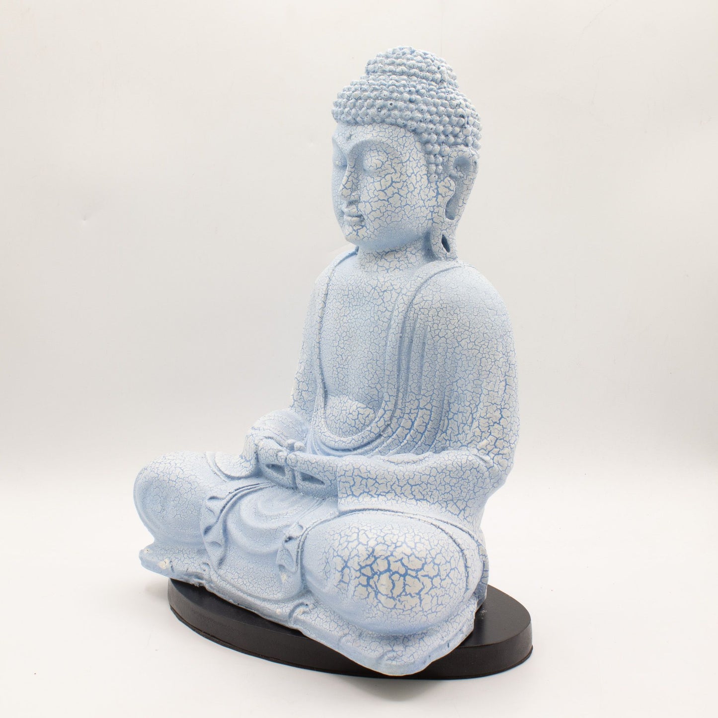 Meditációs Buddha lámpa, égkék - ovális talp