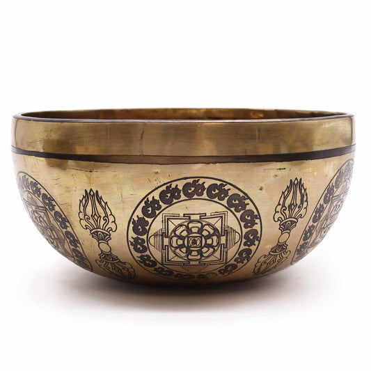 Díszített Tibeti hangtál – 21 cm – 5 Buddha