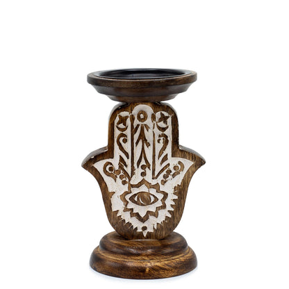 Mangófa gyertyatartó – Hamsa – Kicsi 18 × 11 cm