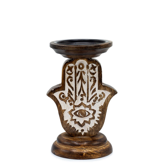 Mangófa gyertyatartó – Hamsa – Kicsi 18 × 11 cm