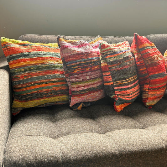 Szőnyeg rongyszőnyeg párnahuzatok – 40 × 40 cm – Vizes kék színben