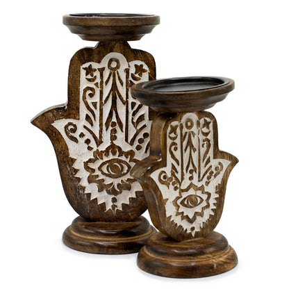 Mangófa gyertyatartó – Hamsa – Nagy 25 × 18 cm