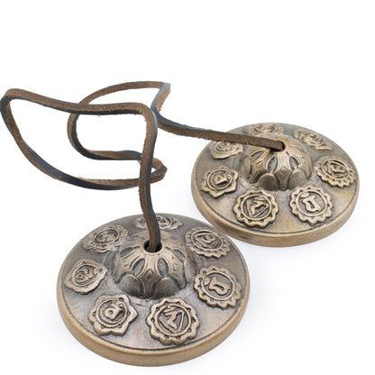 Prémium réz tibeti Tingsha – hét csakra – kb. 7 cm (255 g)