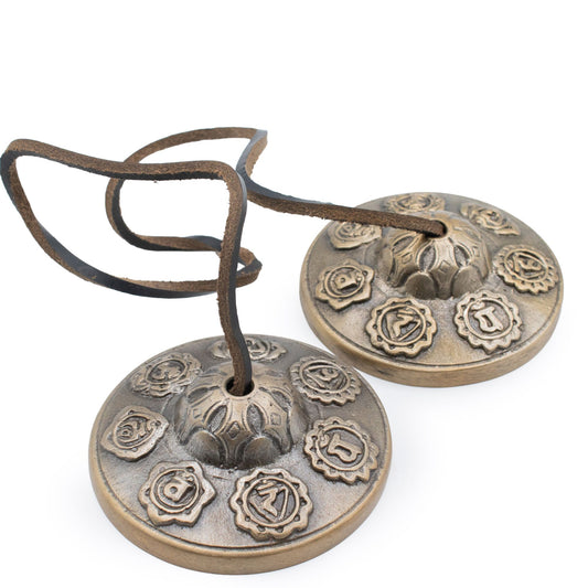 Prémium réz tibeti Tingsha – hét csakra – kb. 7 cm (255 g)