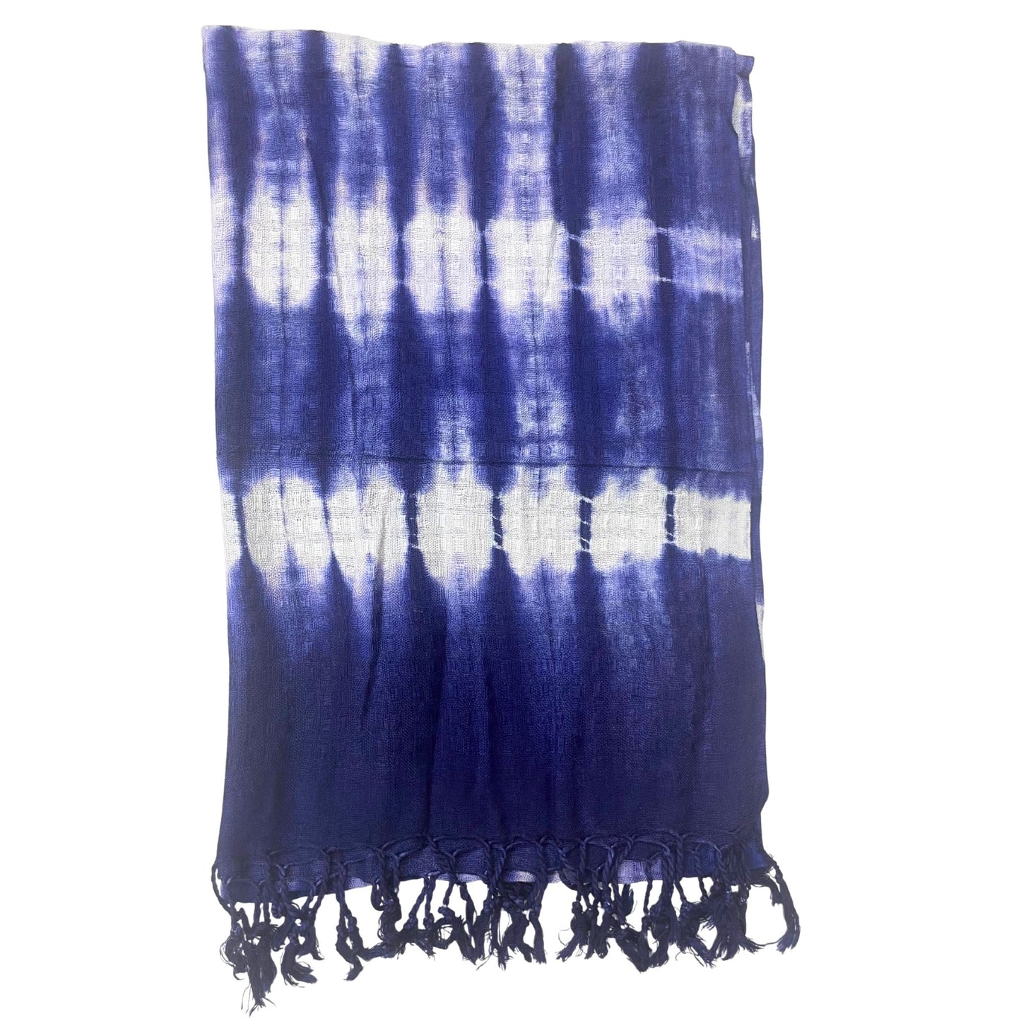 Boho jáva művészeti stóla/sál – Indigó csíkok – 62 × 200 cm