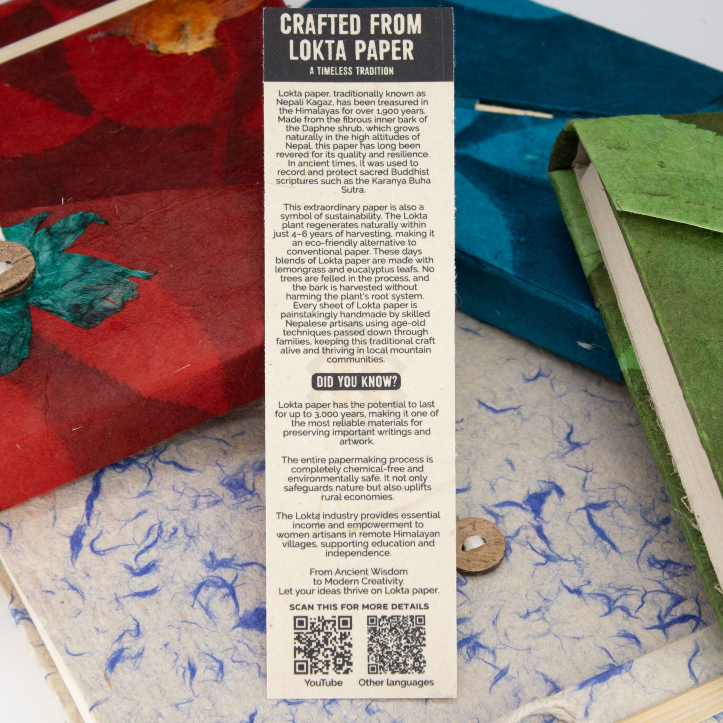 Mini Lokta vegyes színű pamut jegyzetfüzet (12 × 8 cm) – 40 lap