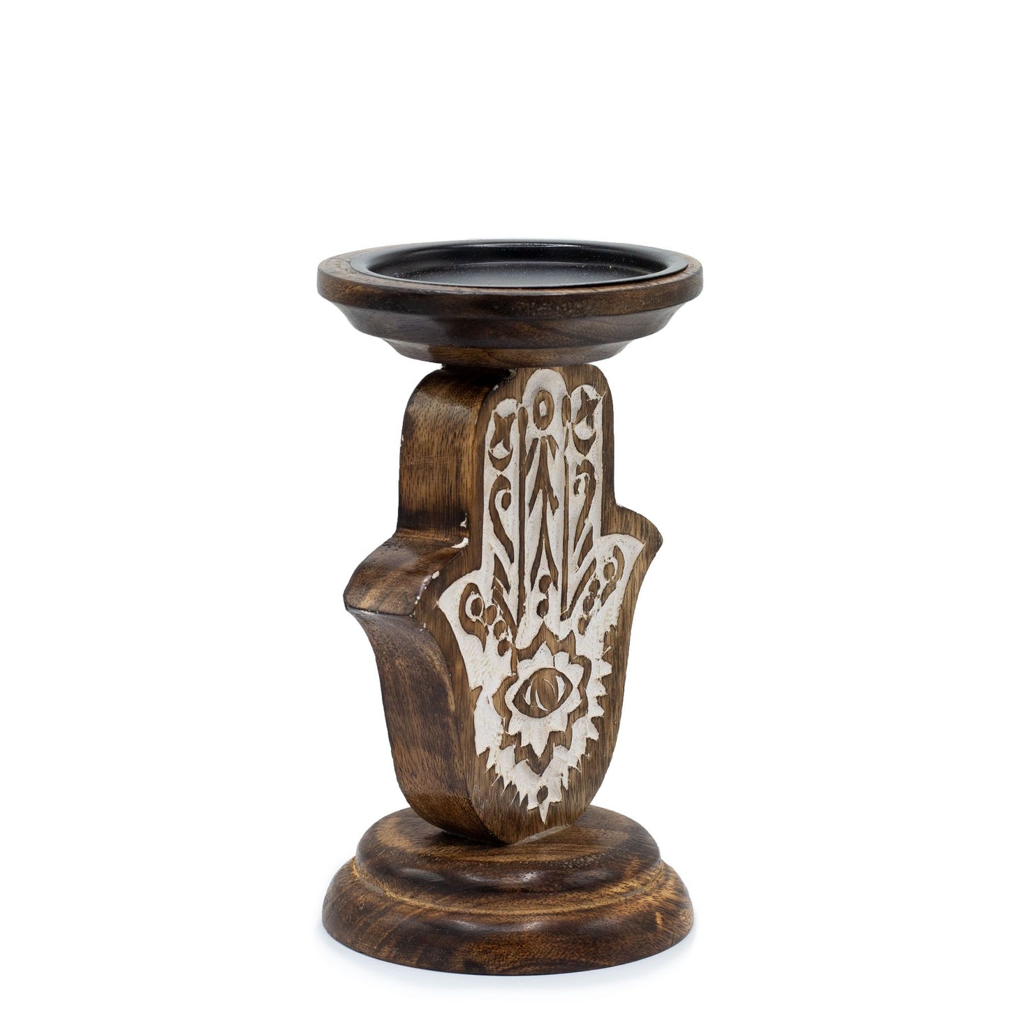 Mangófa gyertyatartó – Hamsa – Kicsi 18 × 11 cm