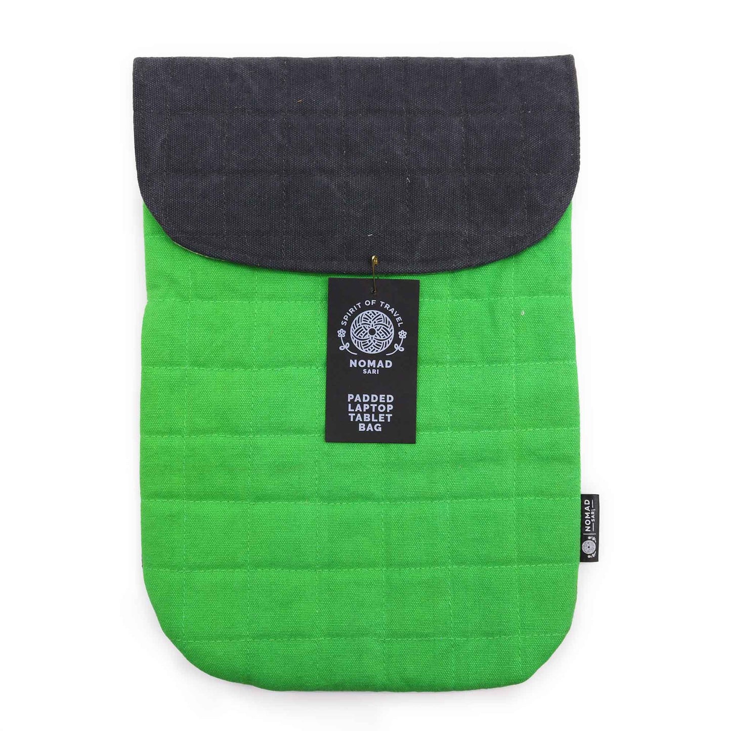 Párnázott laptoptok – zöld – 14 oz kőmosott