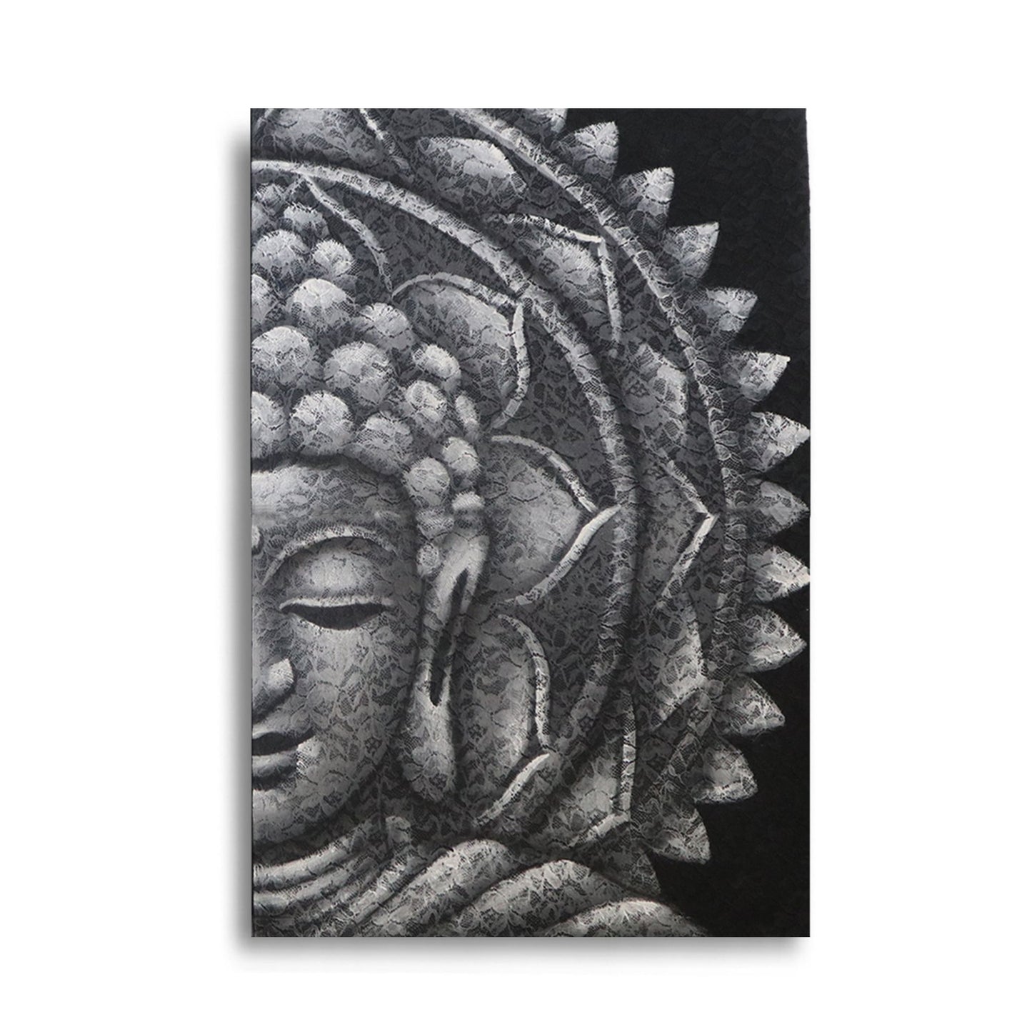 Szürke fél Buddha mandala 60 × 80 cm