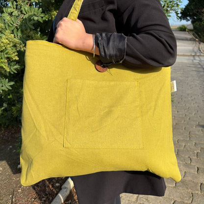 Megfordítható juta és pamut nagytáska – pisztácia