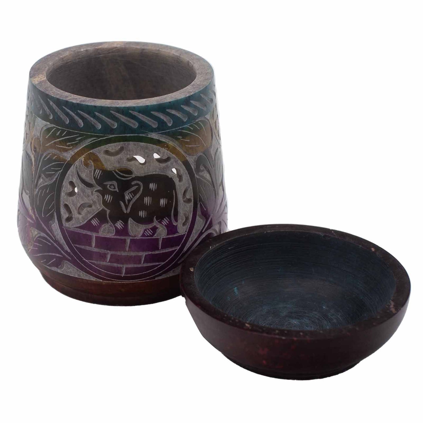 Nagy szappankő aromalámpa 13 × 10 cm – Elefánt, öt szín