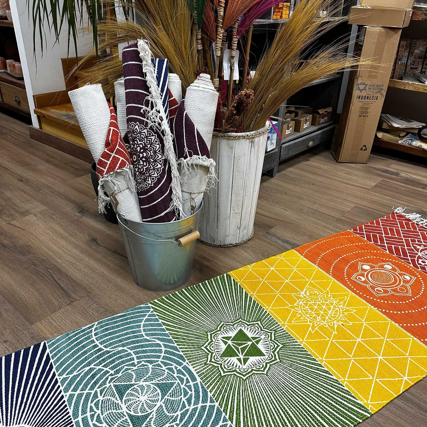 100% pamut jógaszőnyeg – 60 × 200 cm – 7 csakra