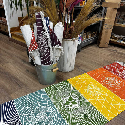 100% pamut jógaszőnyeg – 60 × 200 cm – 7 csakra