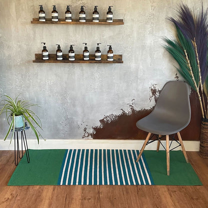 Indiai pamutszőnyeg – 70 × 170 cm – Kék/zöld