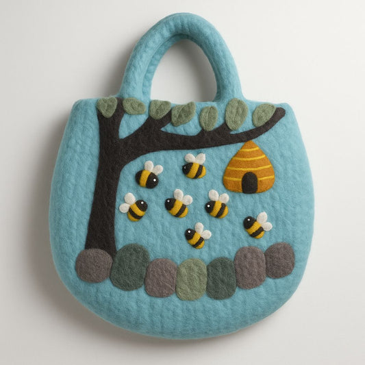 Fa és Méhkas Filc táska – 35 × 27 cm