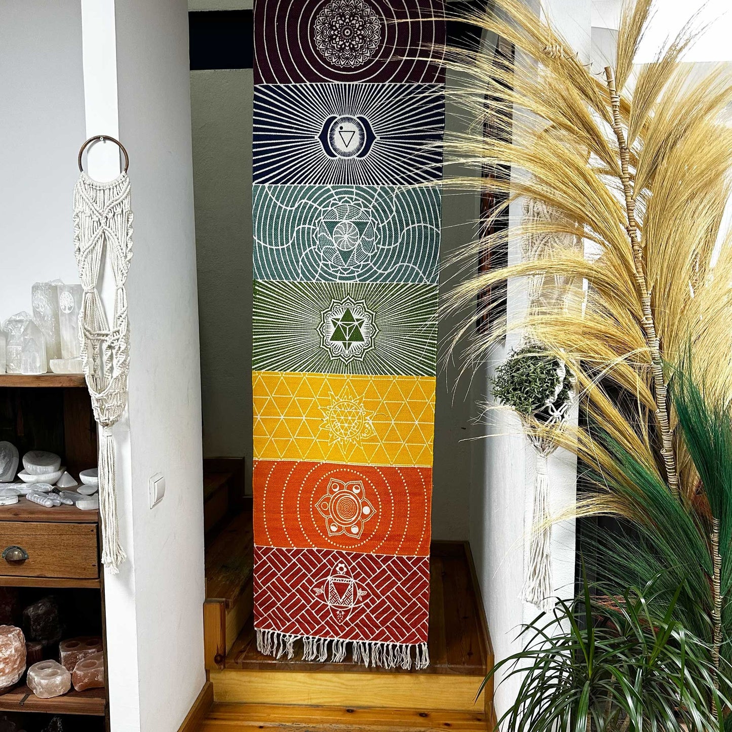 100% pamut jógaszőnyeg – 60 × 200 cm – 7 csakra
