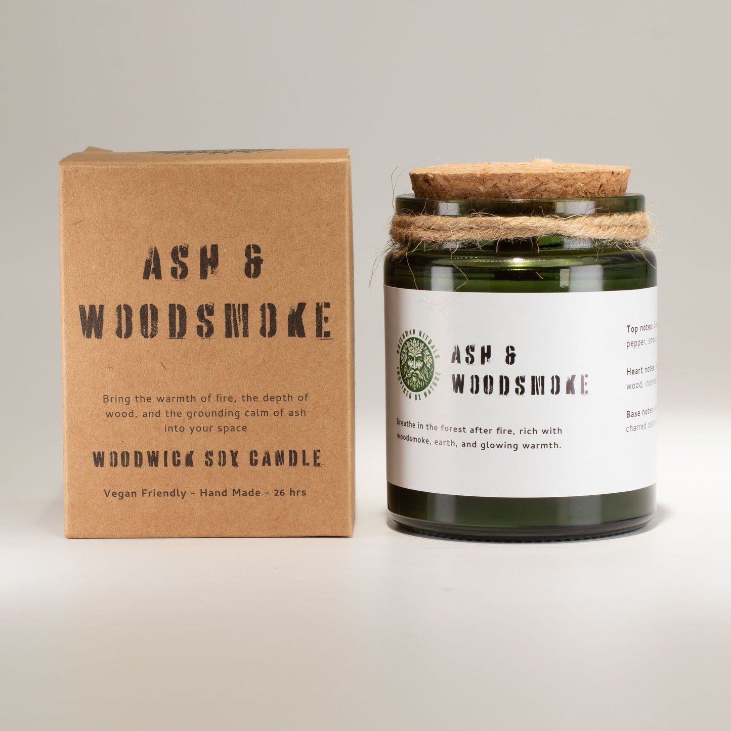 Greenman Woodwick Szója Gyertya - Hamu és Fafüst