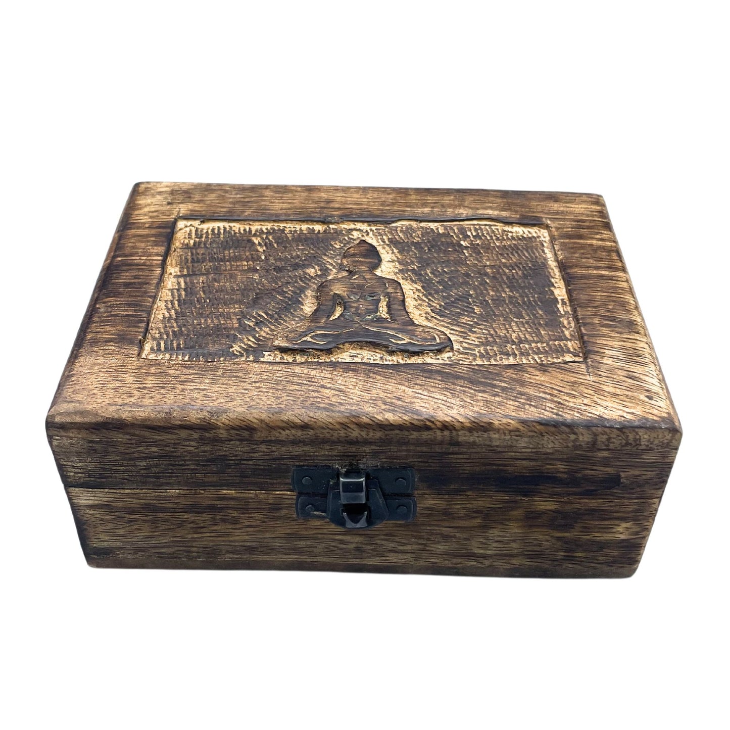 Közepes Fa Emlékdoboz 15 × 10 × 6 cm – Buddha
