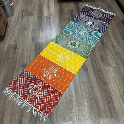 100% pamut jógaszőnyeg – 60 × 200 cm – 7 csakra