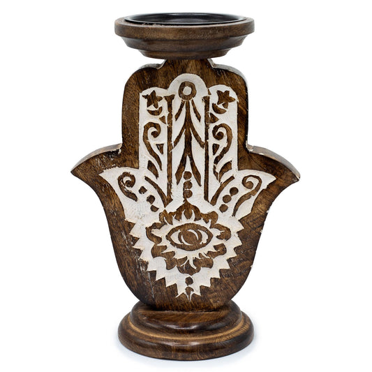 Mangófa gyertyatartó – Hamsa – Nagy 25 × 18 cm