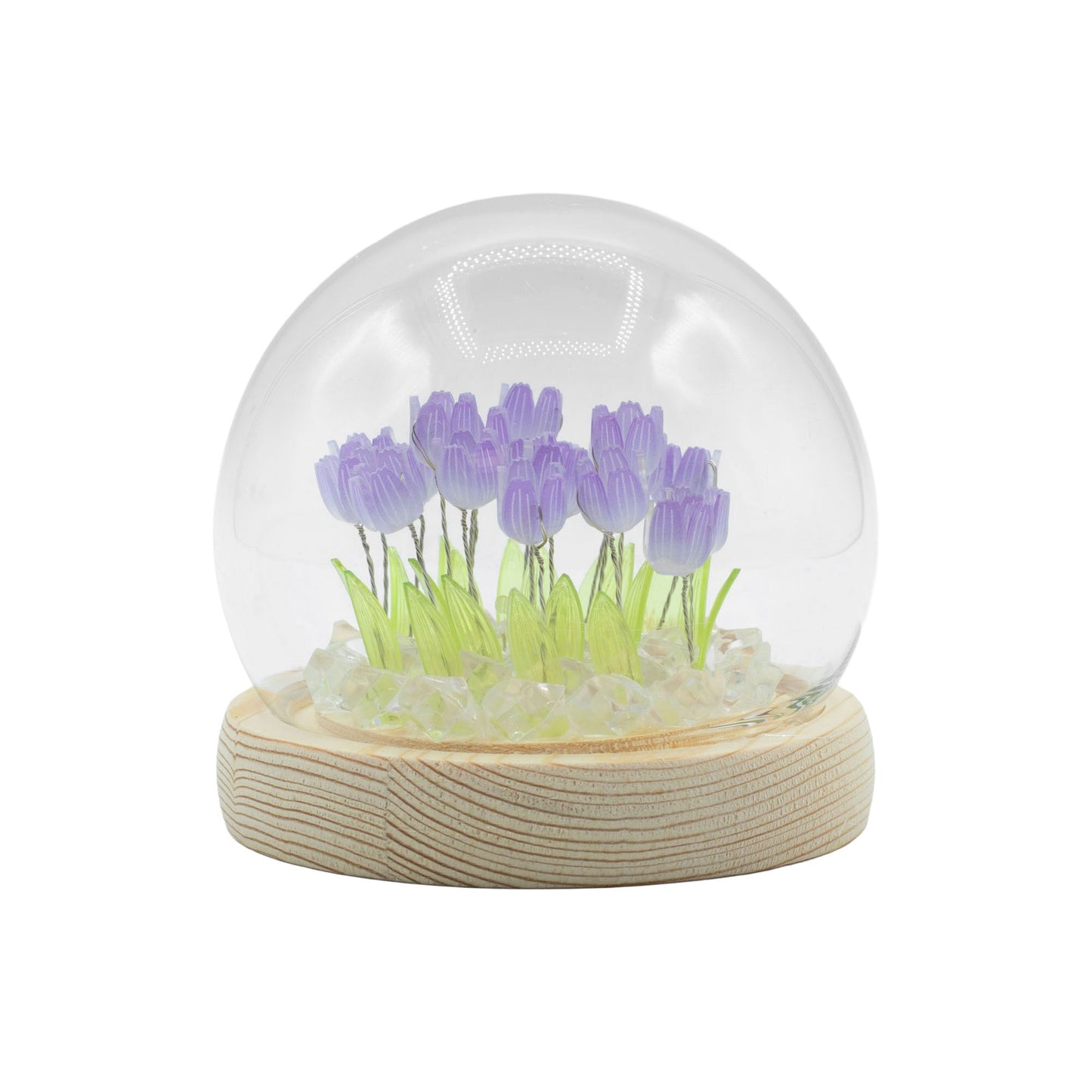 Ragyogó virágok üvegkupolában – 20 Tulipán – LED USB