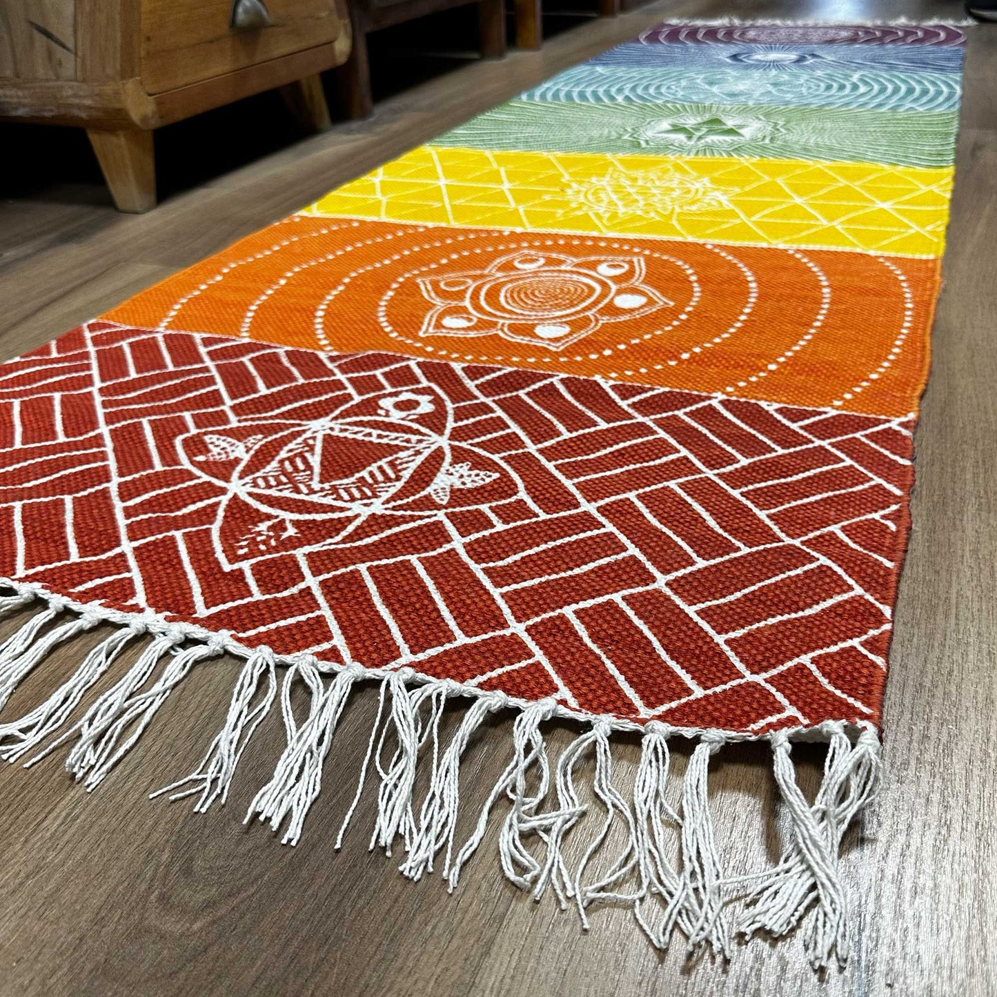 100% pamut jógaszőnyeg – 60 × 200 cm – 7 csakra